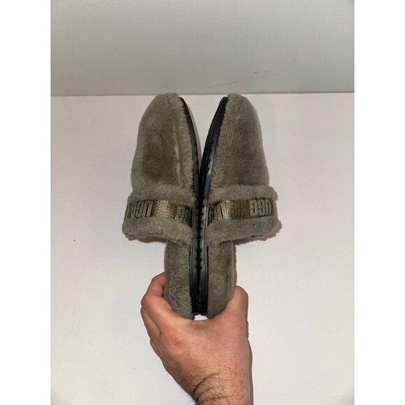 UGG Fluff It Slippers Shearling Lamb Fur Green Slip Ons Wool Mens Size 8.0 main image 5